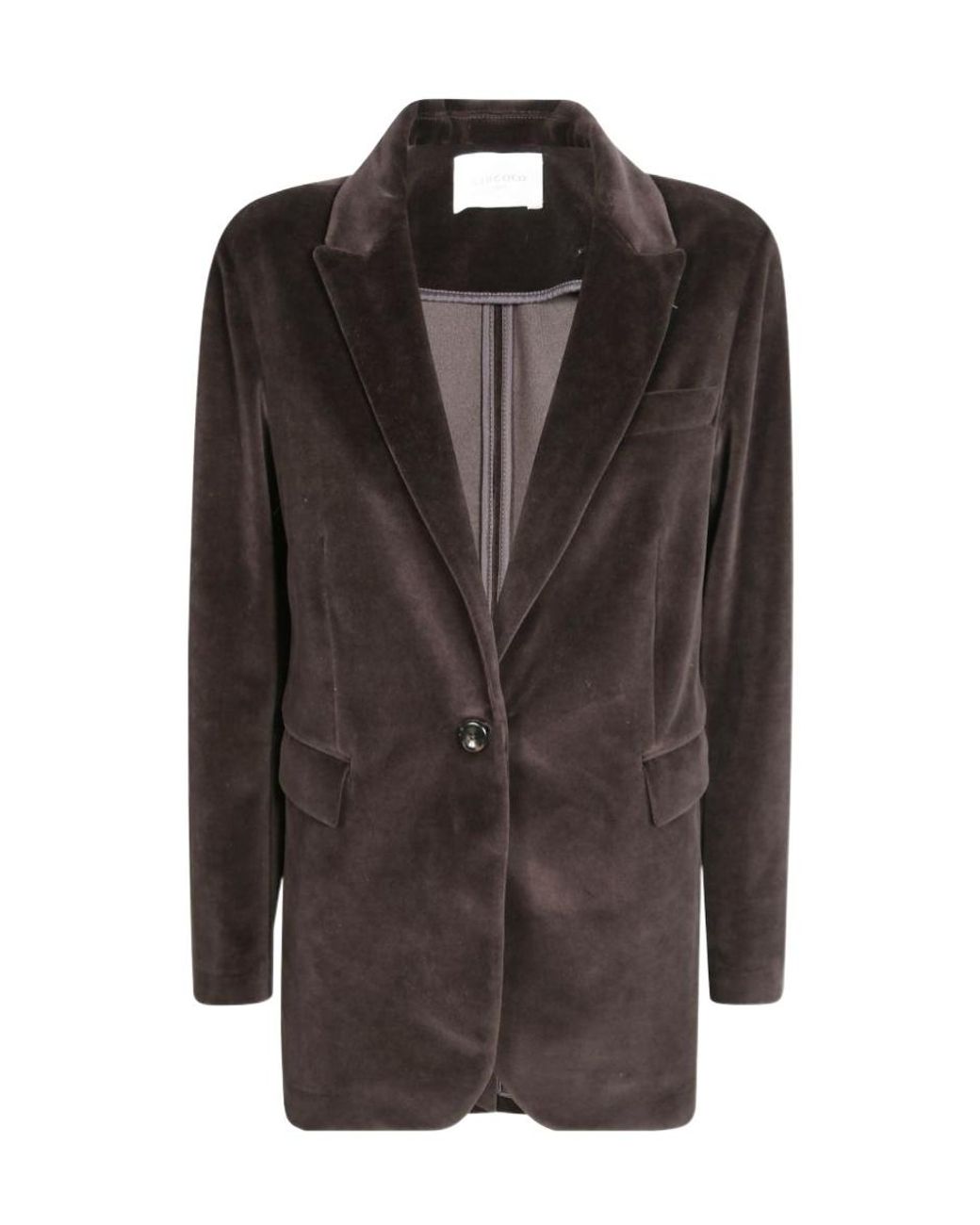 Circolo 1901 Brown Velvet Single-Breasted Blazer