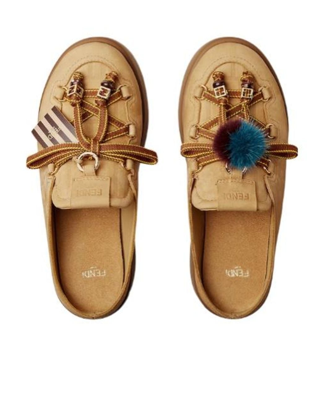 Fendi Brown Lace Detailed Slip-On Clogs