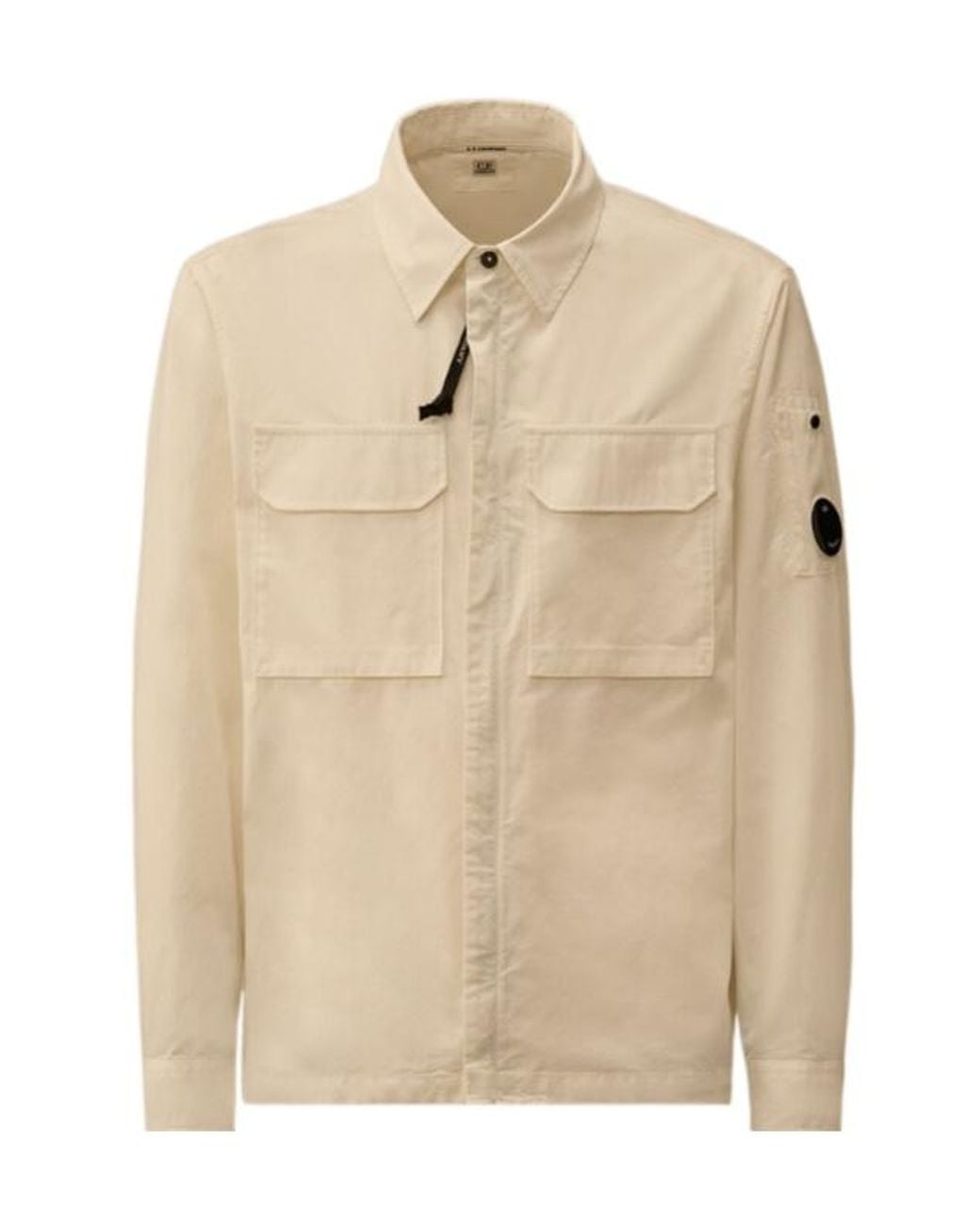 C P Company Natural Lens-Detail Zip-Up Shirt for men