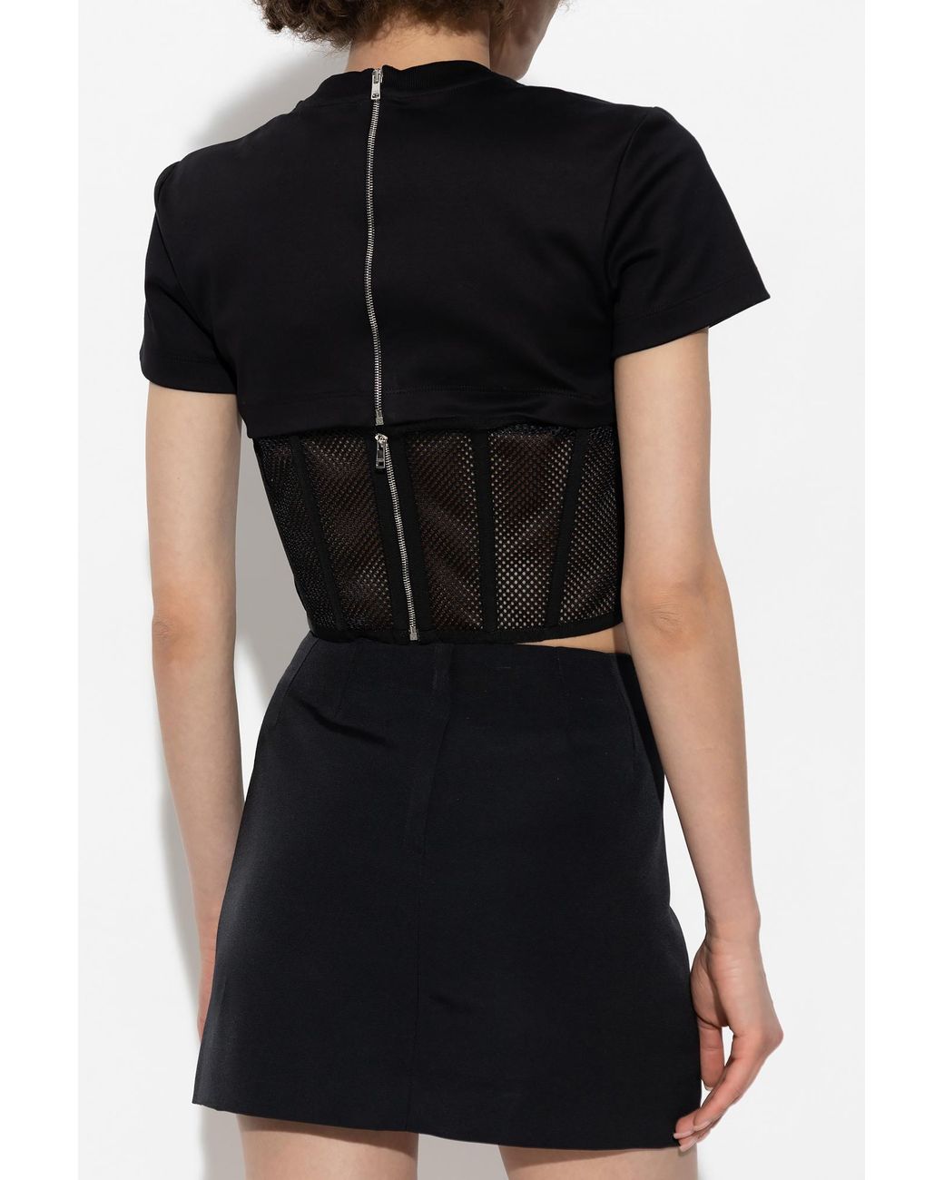 Dolce & Gabbana Black Logo-Plaque Cropped Top