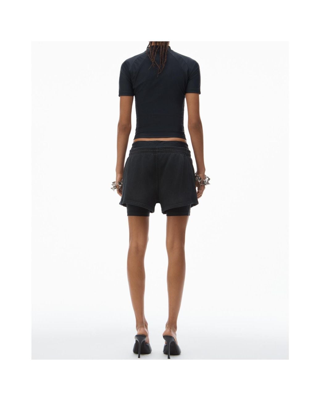 Alexander Wang Black Layered Elasticated-Waist Shorts