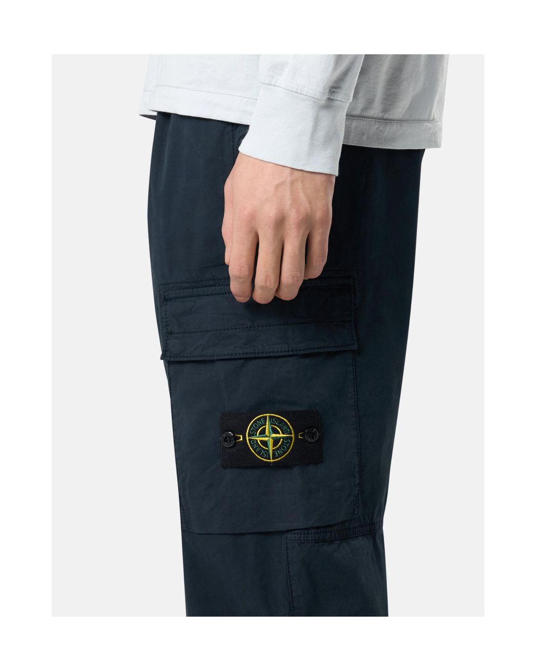 Stone Island Blue Regular Tapered Fit Cargo Trousers for men