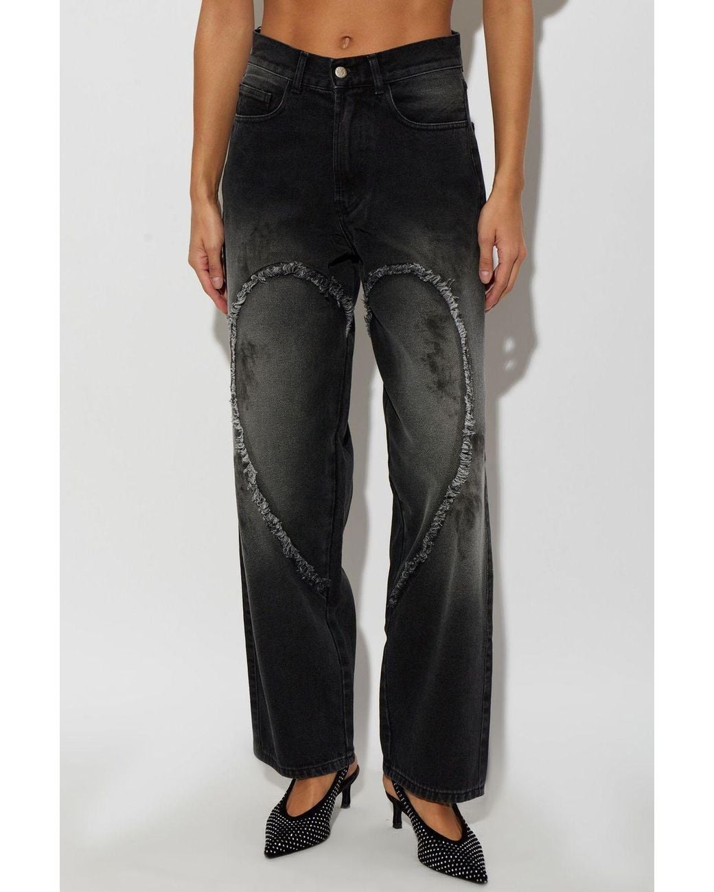 Carne Bollente Black Heart Detail Relaxed Jeans
