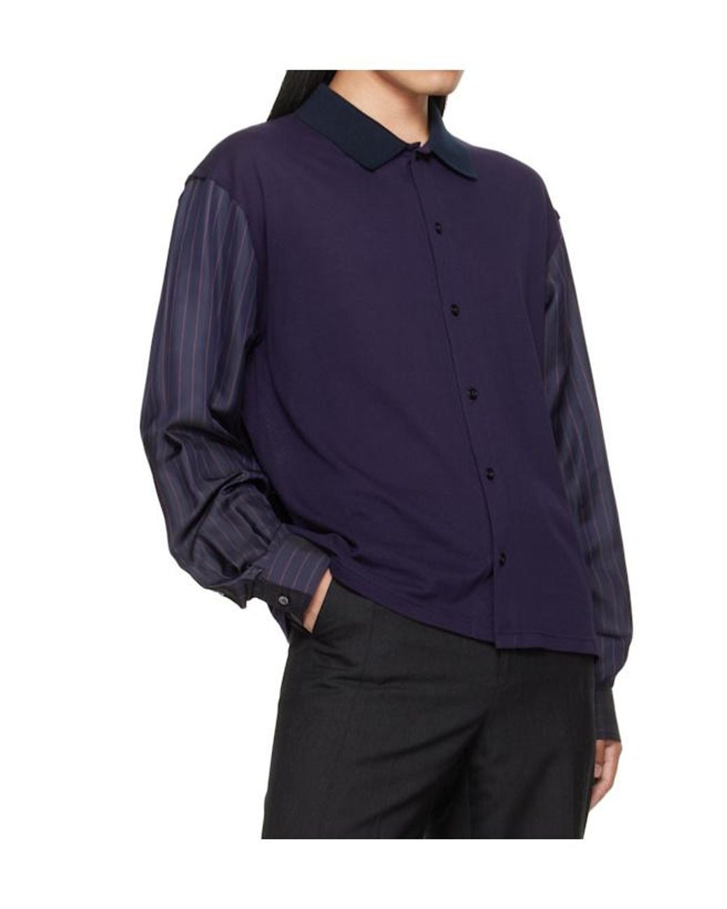 Maison Margiela Blue Long-Sleeved Buttoned Shirt for men