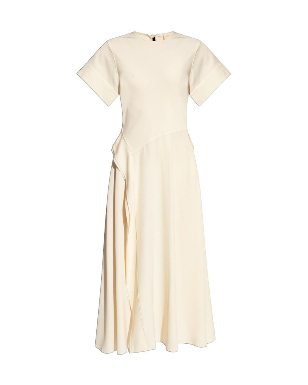 Ulla Johnson Natural Ruffle-Detail Round-Neck Midi Dress