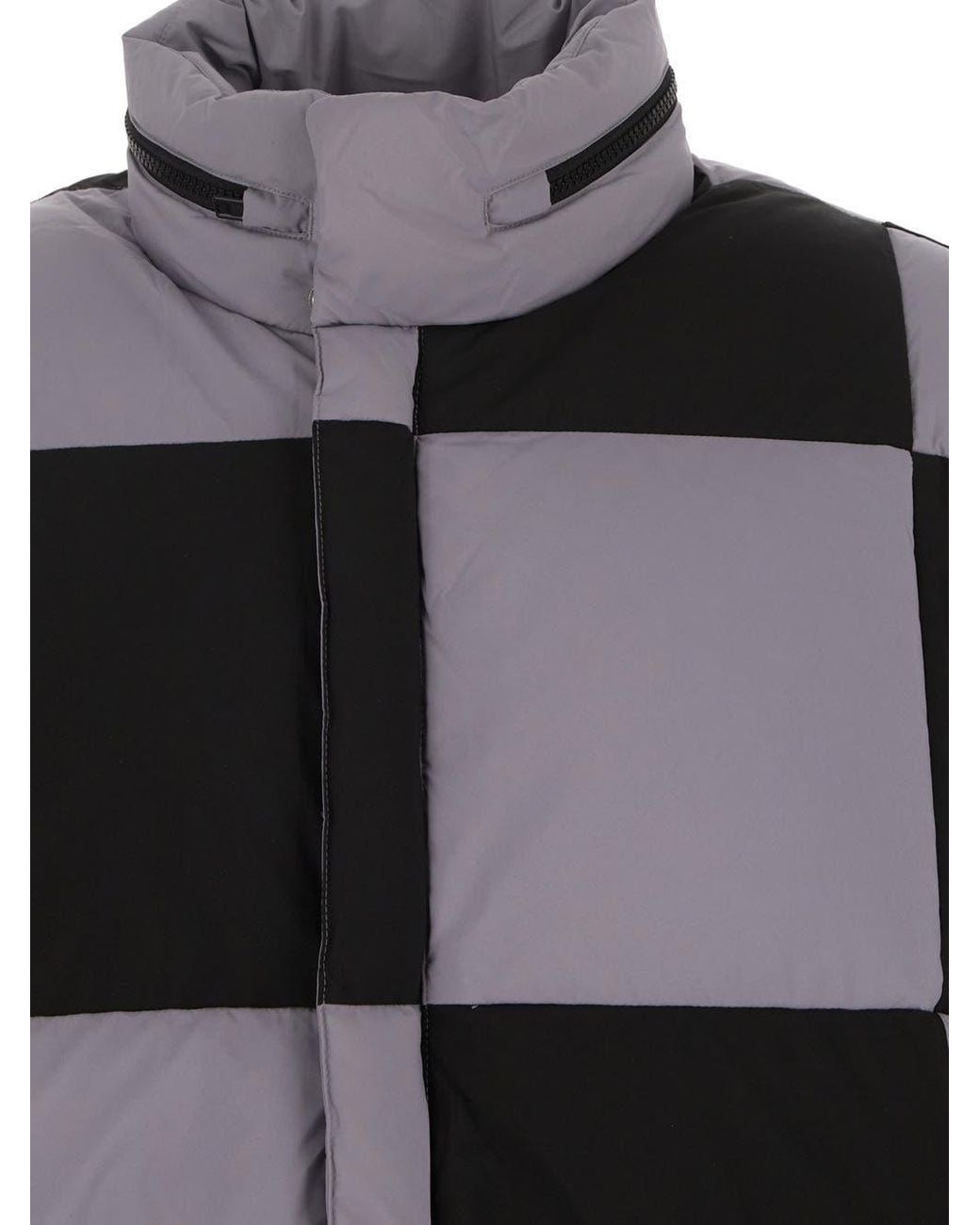 KENZO Gray Checked Boxy Padded Coat for men