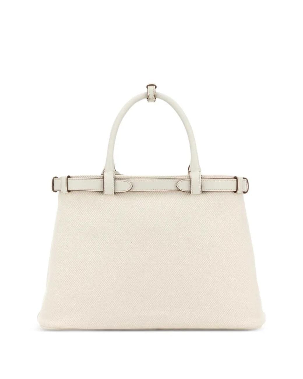 Prada Natural Logo-Plaque Medium Top Handle Bag