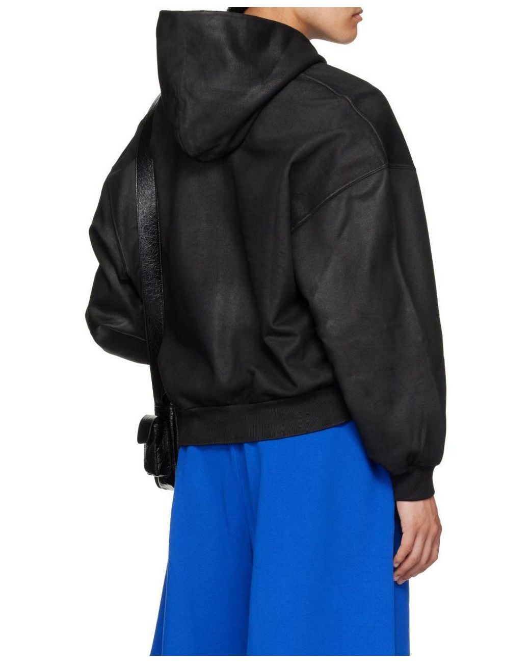 Balenciaga Black Cropped Zip-Up Hoodie for men