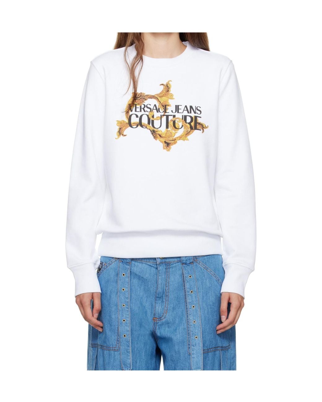 Versace Jeans White Logo-Print Sweatshirt