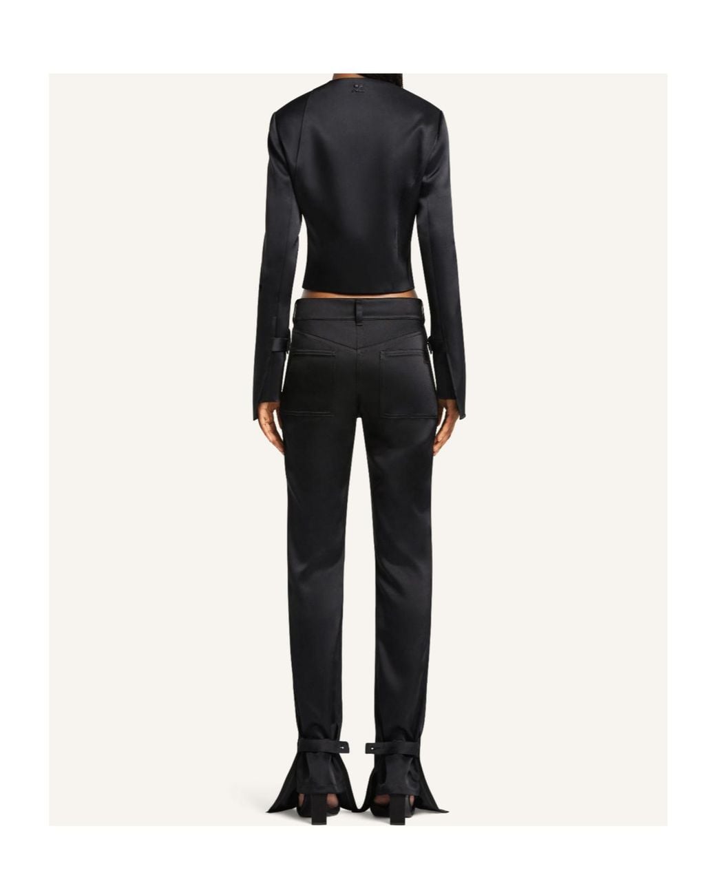 Courreges Black Oblique Satin Tailored Jacket