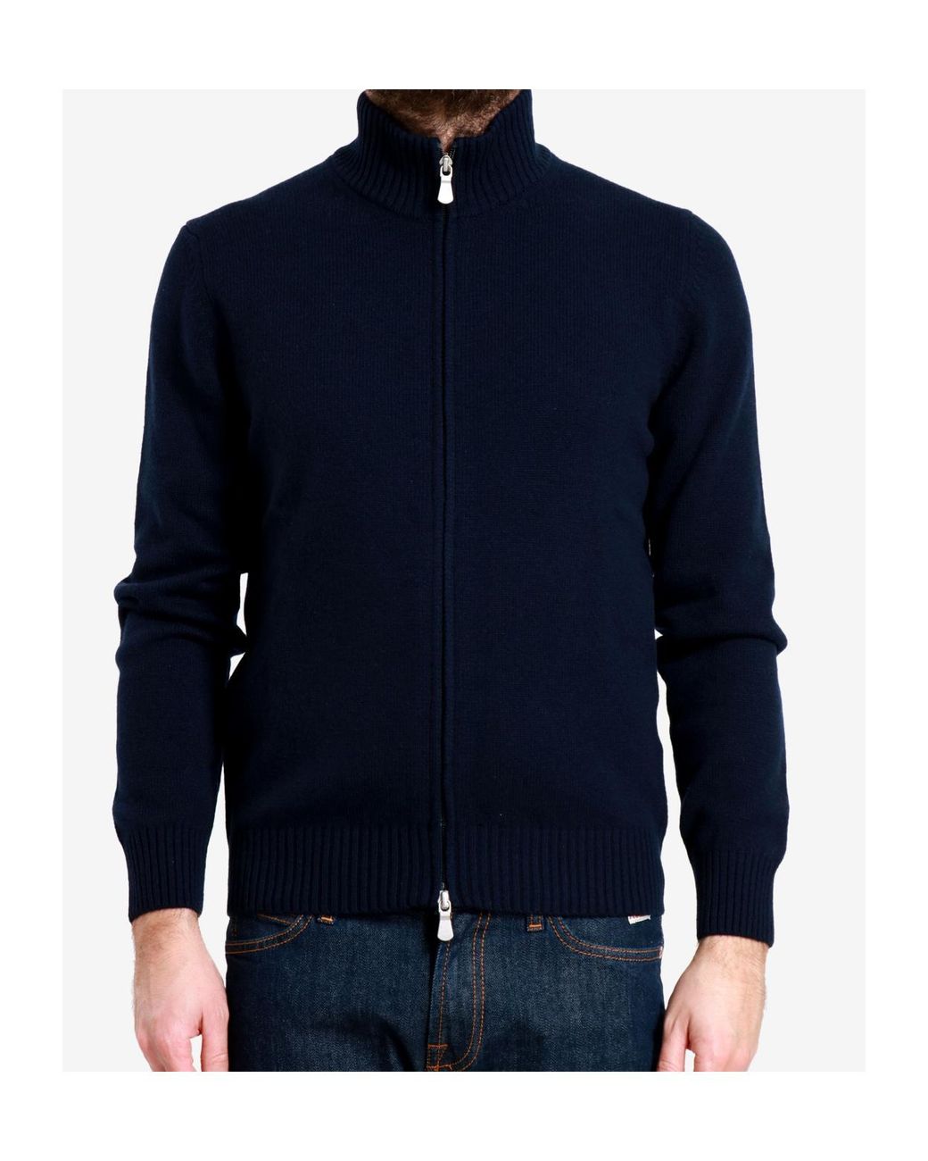 Gran Sasso Blue Zippered Knit Cardigan for men