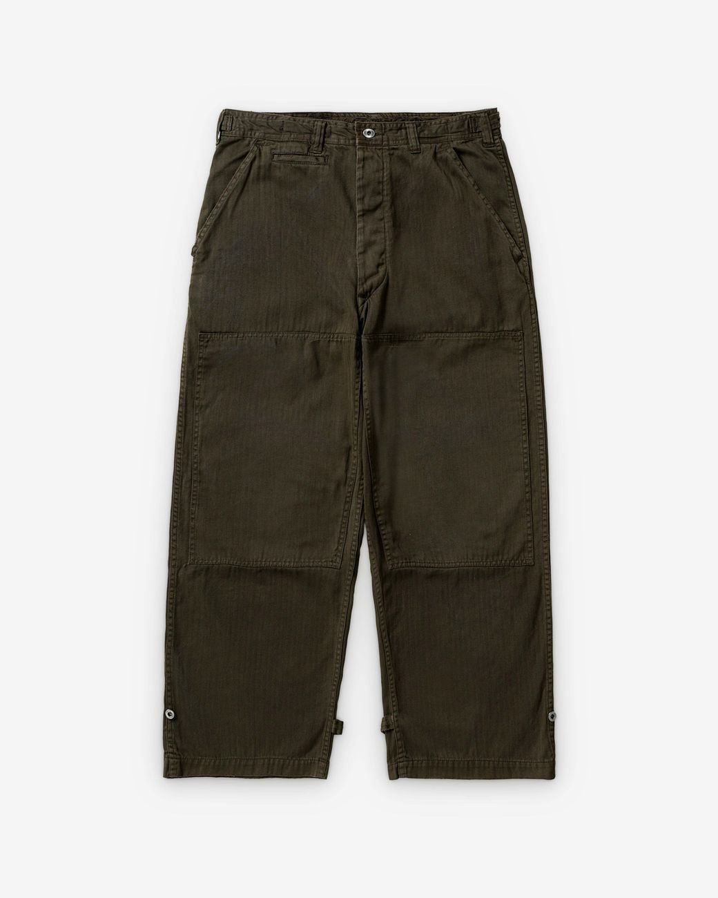 A.PRESSE Green Double Knee Wide-Leg Cargo Pants for men