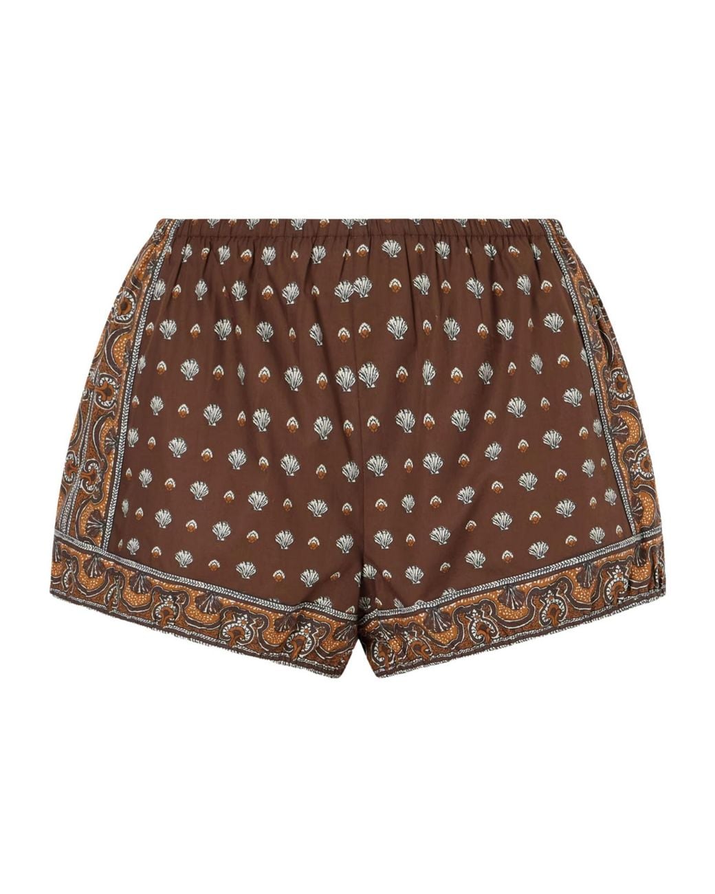 Doen Brown Printed Cotton Shorts