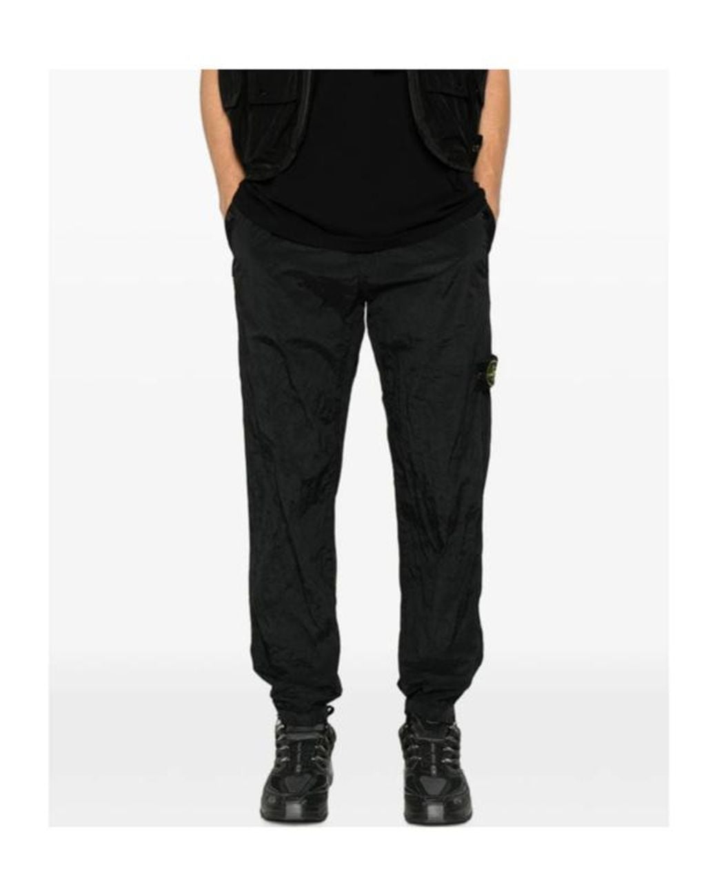 Stone Island Black Logo Patch Track Pants for men