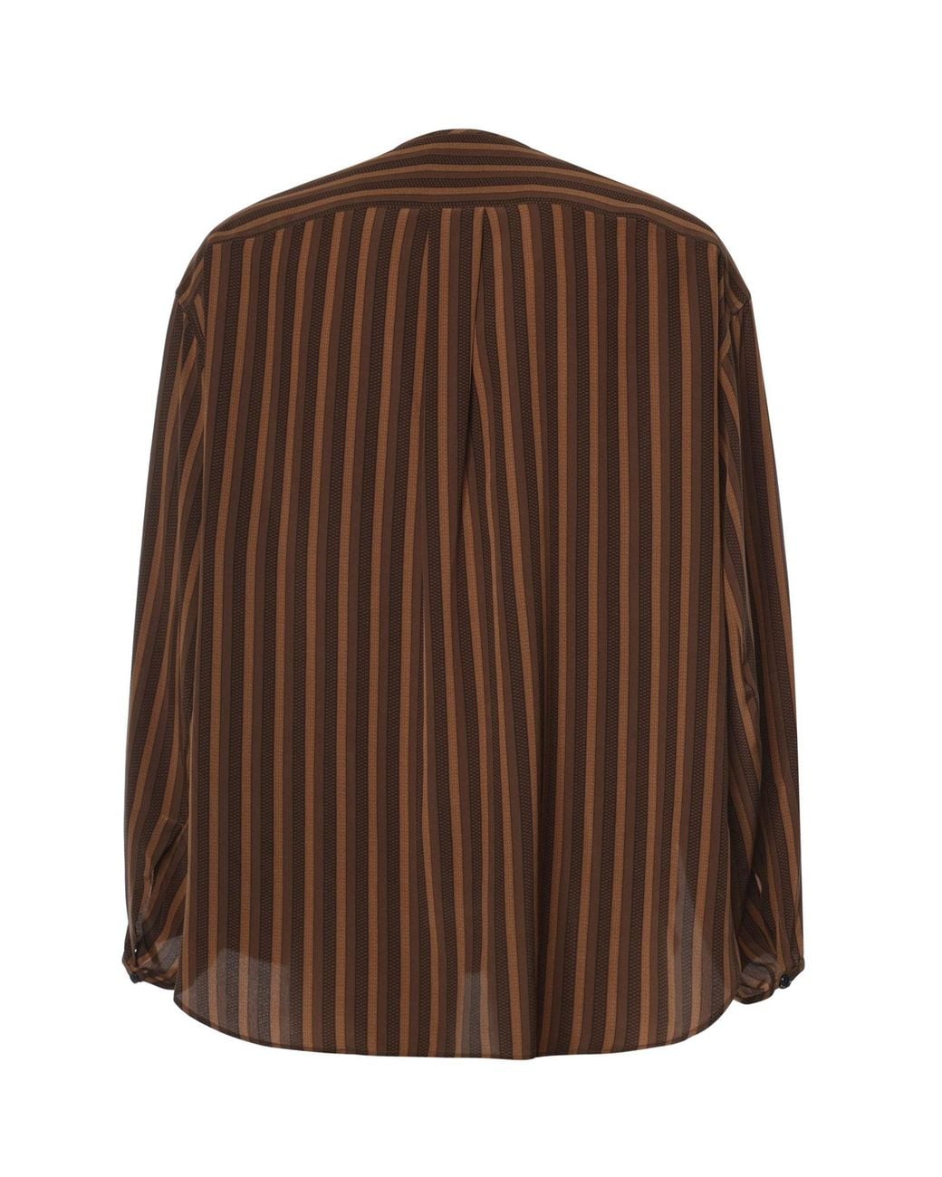 Hed Mayner Brown Stripe Band-Collar Shirt for men