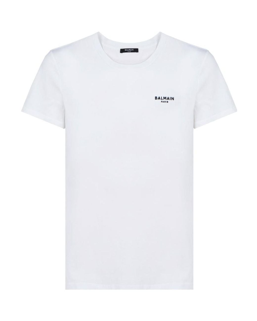Balmain White Logo Embroidered Crewneck T-Shirt for men
