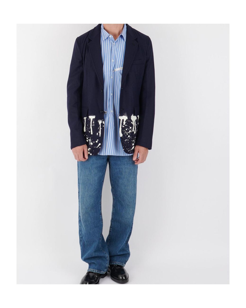 Comme des Garçons Blue Long-Sleeve Printed Jacket for men