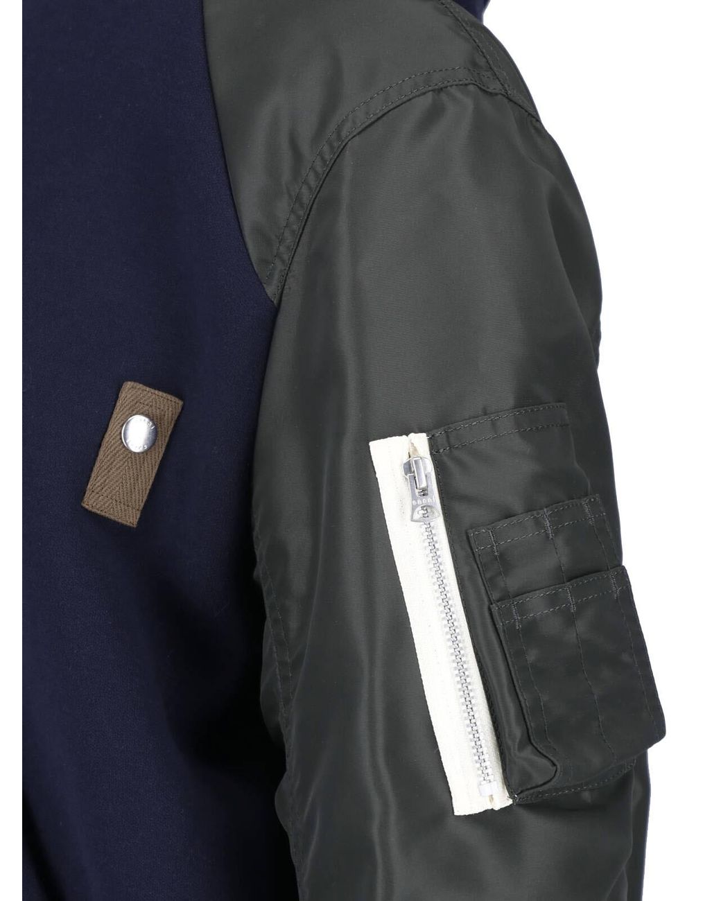 Sacai Blue Panelled Zip-Up Hoodie for men