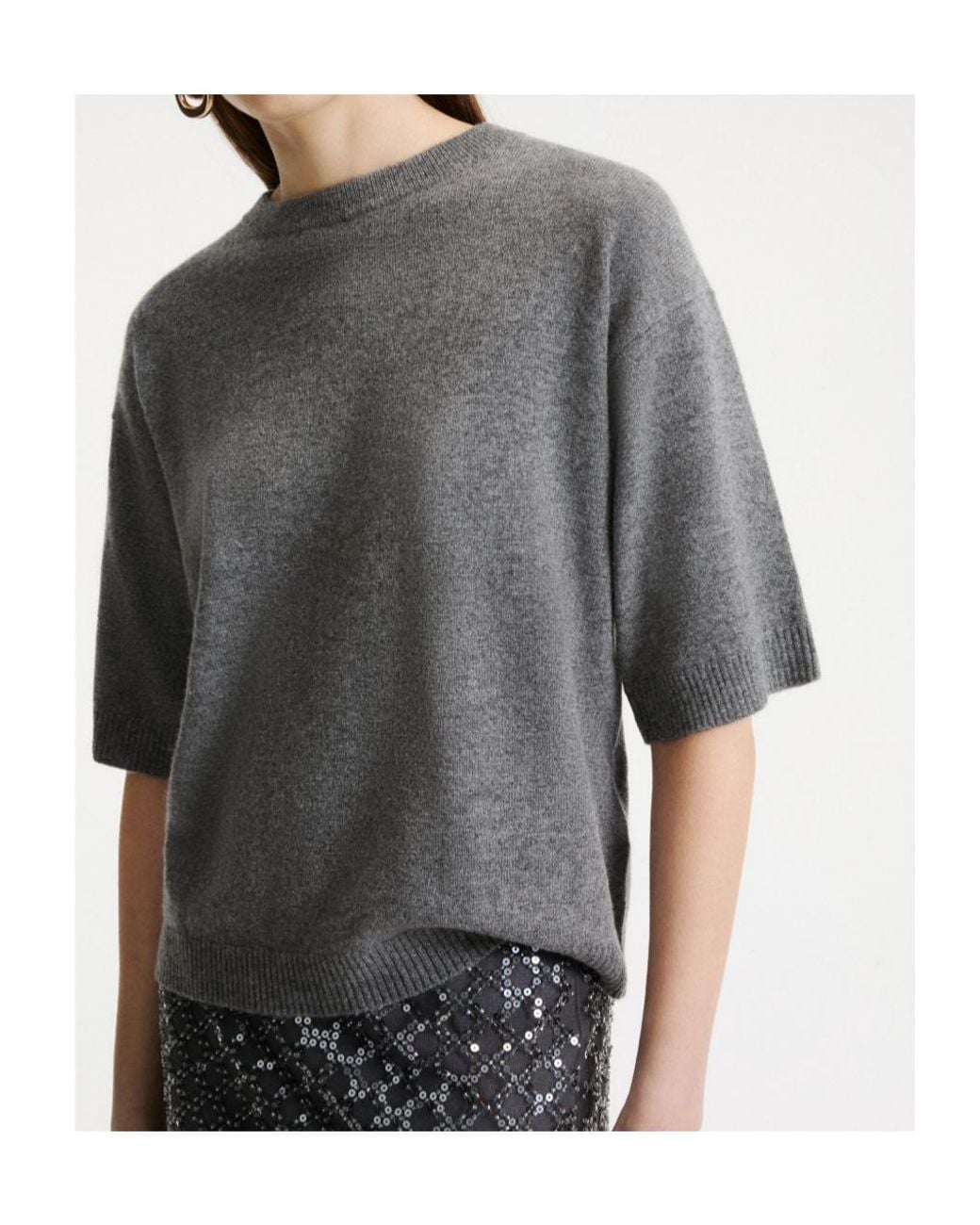 Marella Gray Wool And Cashmere Elbow-Length Jumper