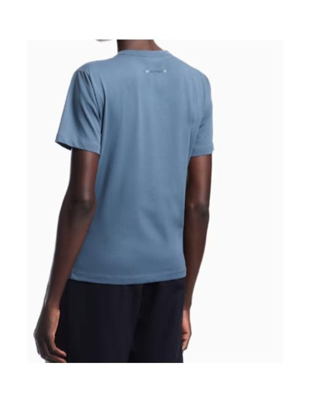 Emporio Armani Blue Supima Jersey T-Shirt With Signature Capsule Logo Embroidery
