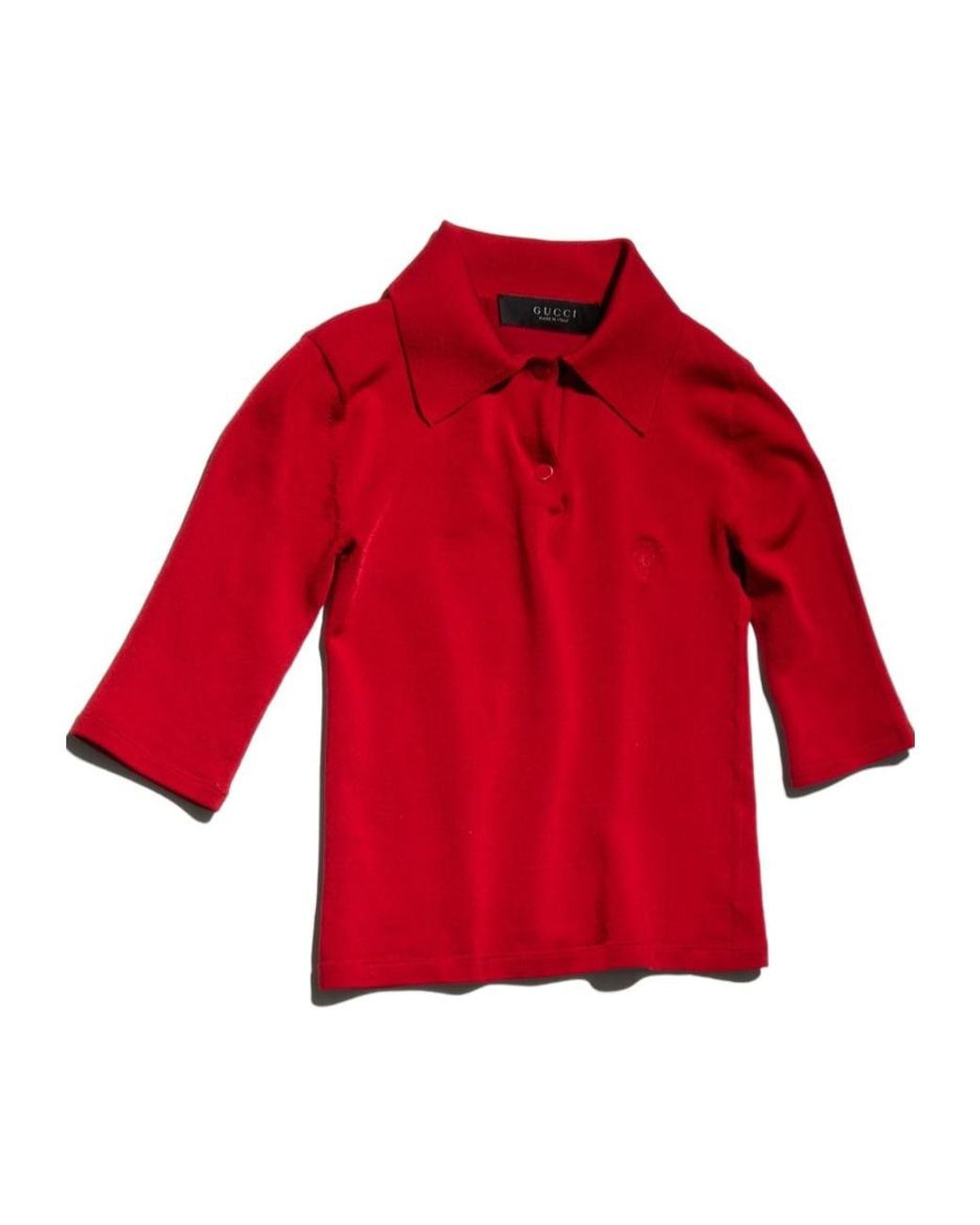 Gucci Red Fine Stretch Knit Polo Shirt