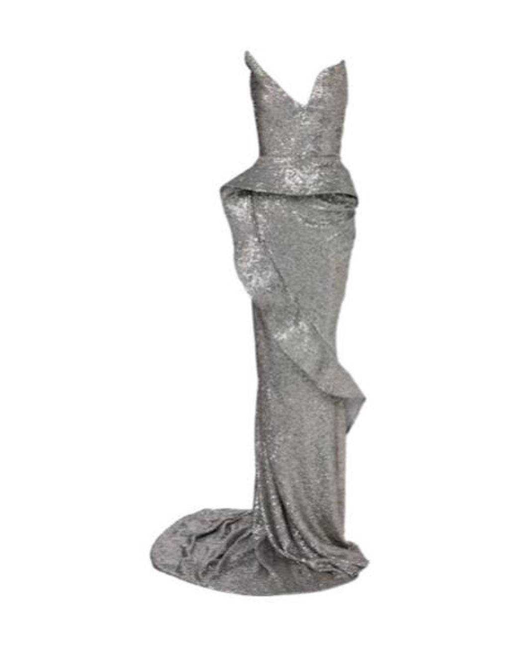 Maticevski Gray Glorious Sequined Gown