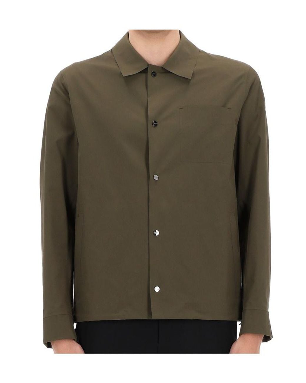 Herno Green Long-Sleeved Buttoned Shirt for men