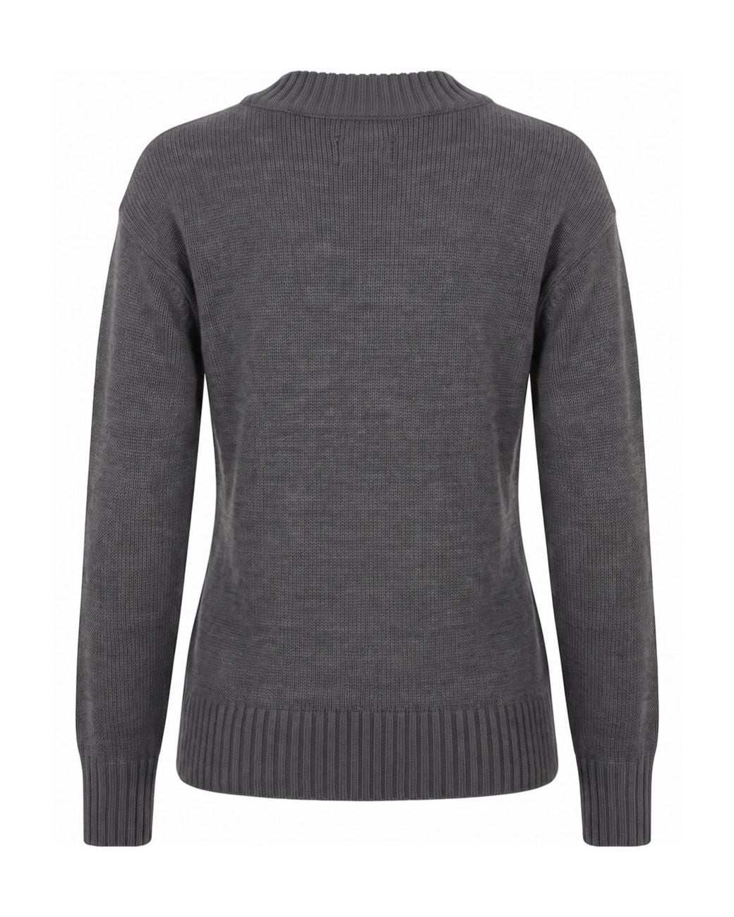 Drumohr Gray V-Neck Merino Wool Knitwear