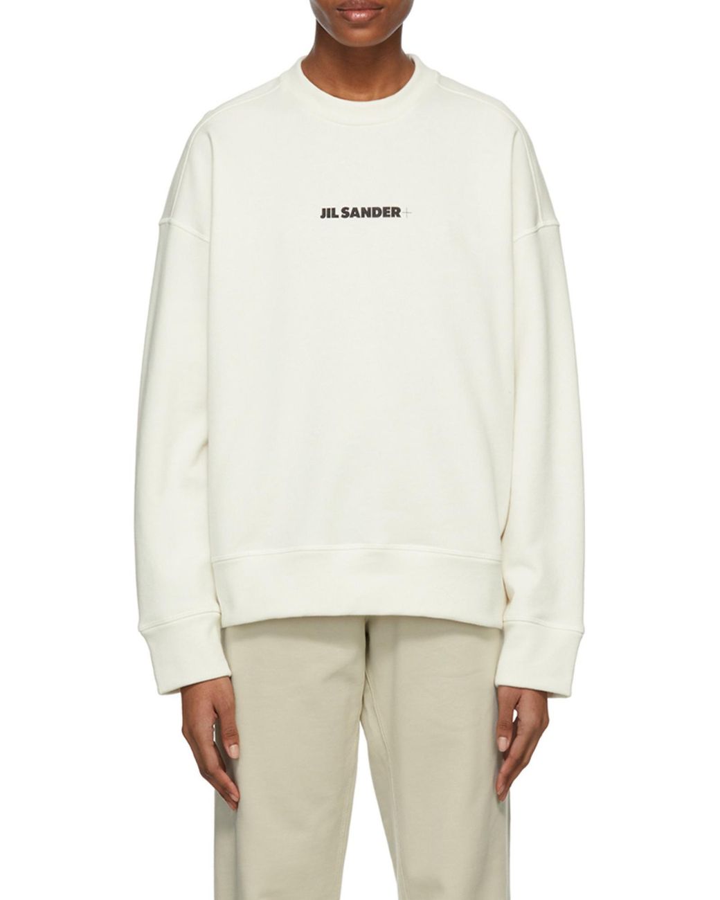 Jil Sander White Logo-Print Long-Sleeve Top