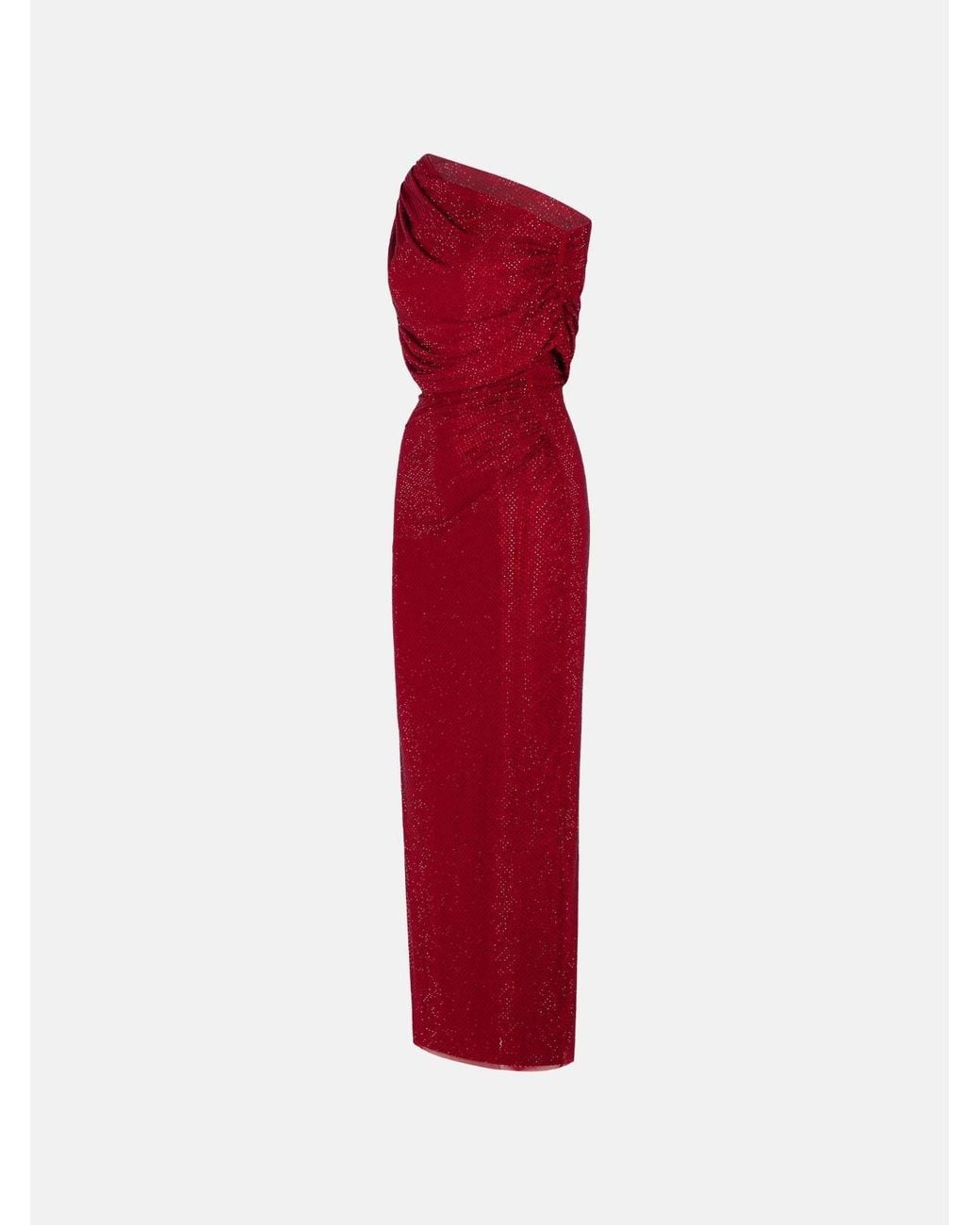 Self-Portrait Red Drape Detail Midi Dress