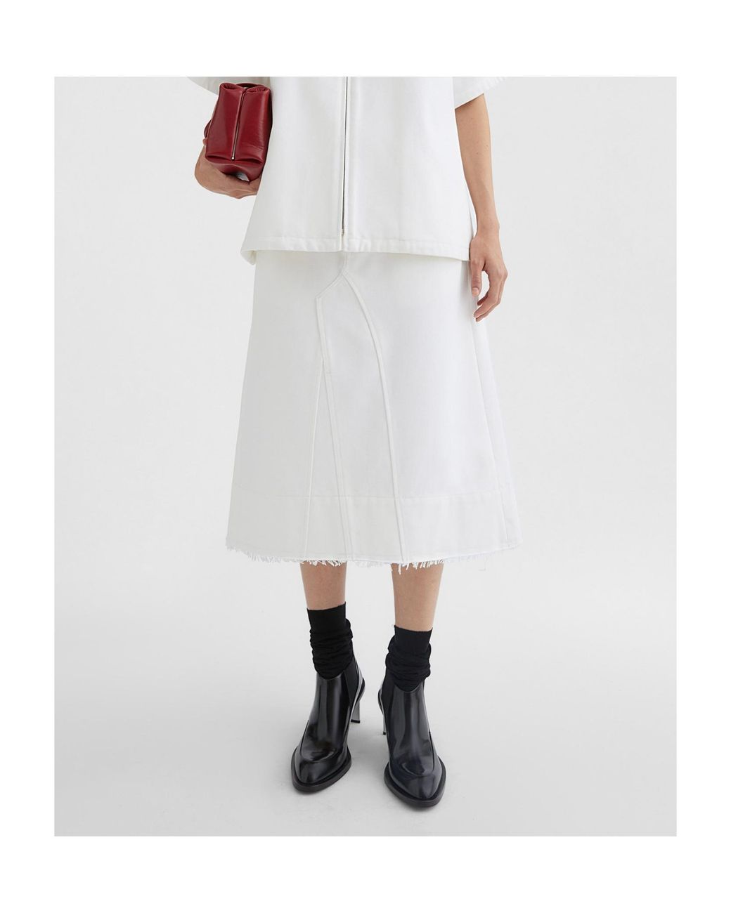 Jil Sander White Denim Skirt