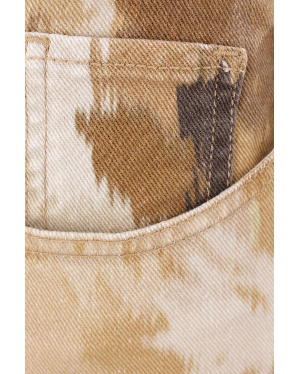 Blumarine Natural Camouflage Printed Straight Leg Cargo Jeans