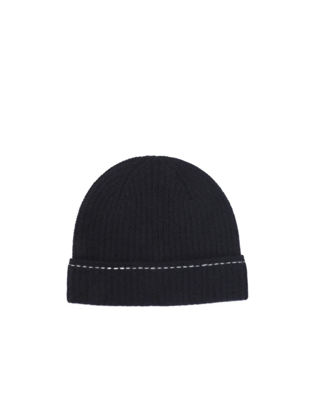Kiton Blue Ribbed Cuff Beanie Hat for men