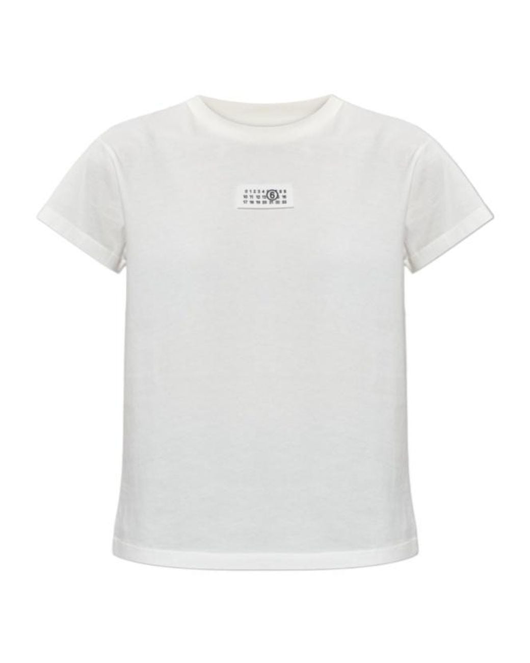 MM6 by Maison Margiela White Logo Patch T-Shirt for men