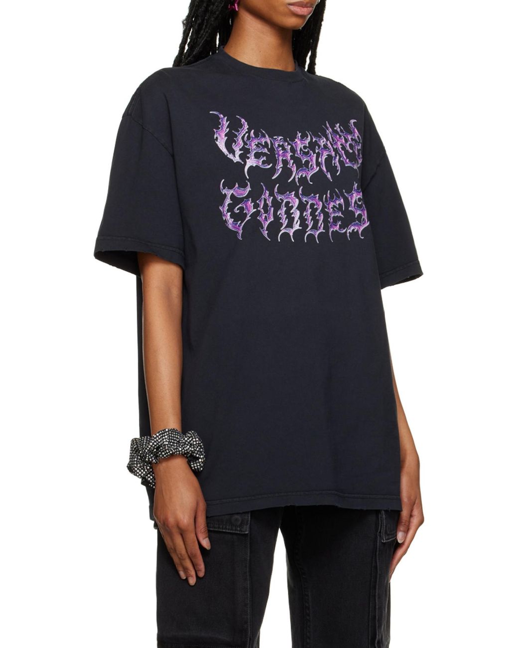 Versace Blue Logo Printed Crewneck T-Shirt