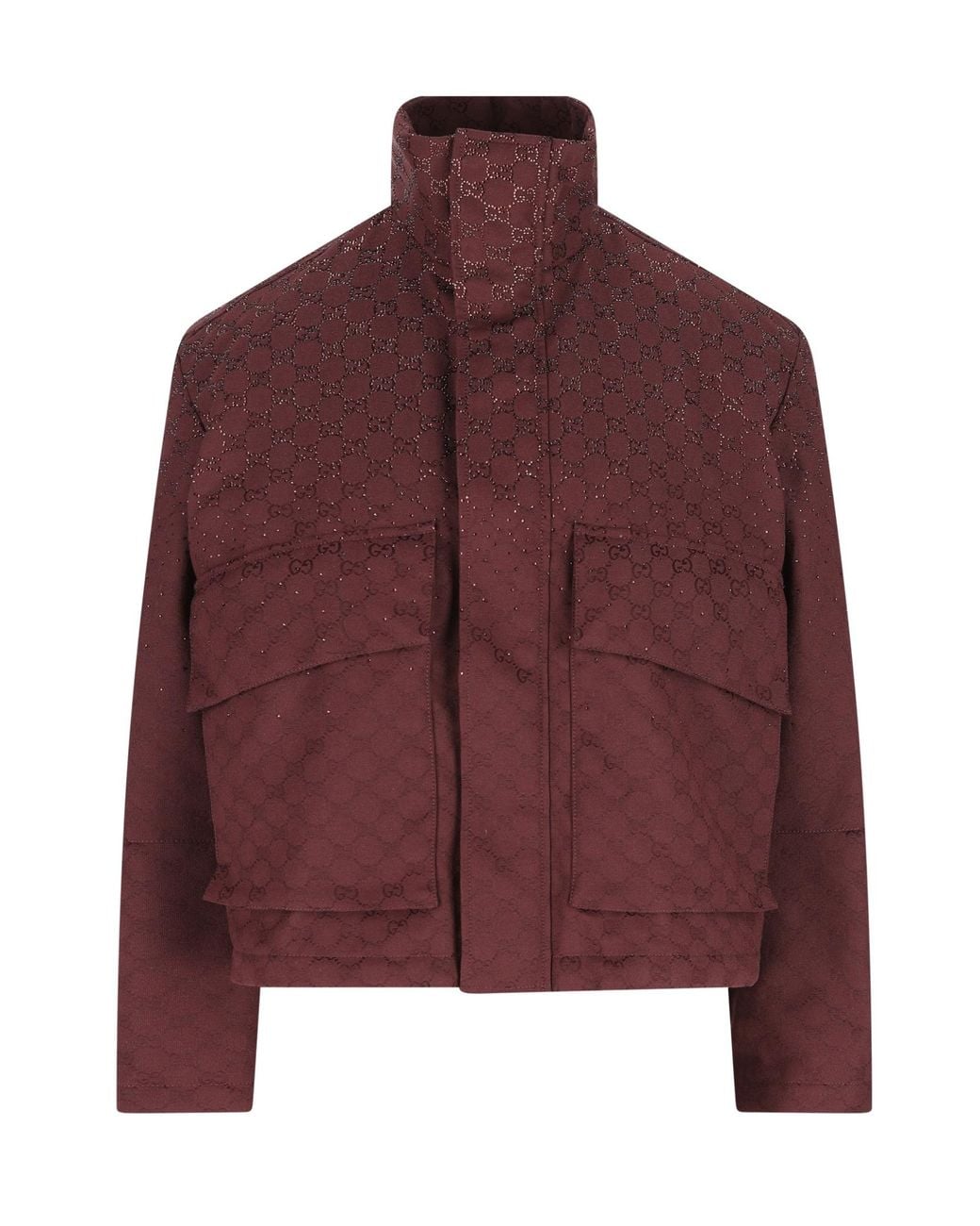 Gucci Red Embellished Gg Monogrammed Padded Jacket for men