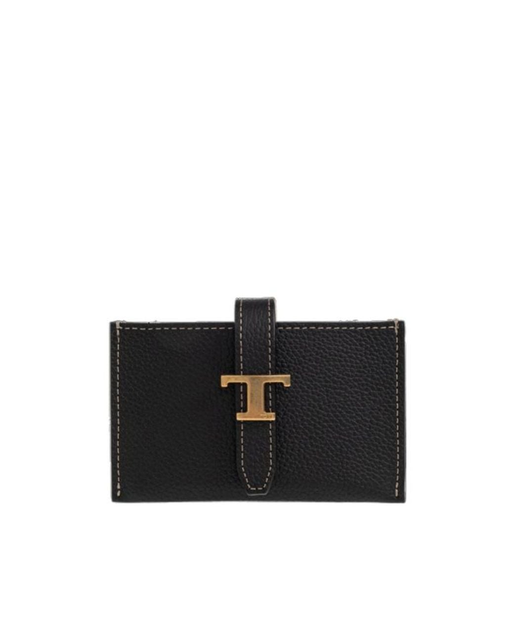 Tod's Black T Logo Flap Wallet