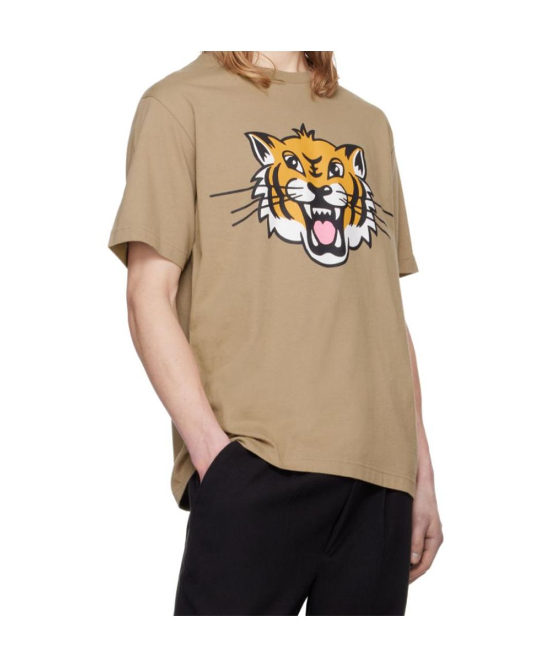KENZO Gray Happy Tiger Crewneck T-Shirt for men