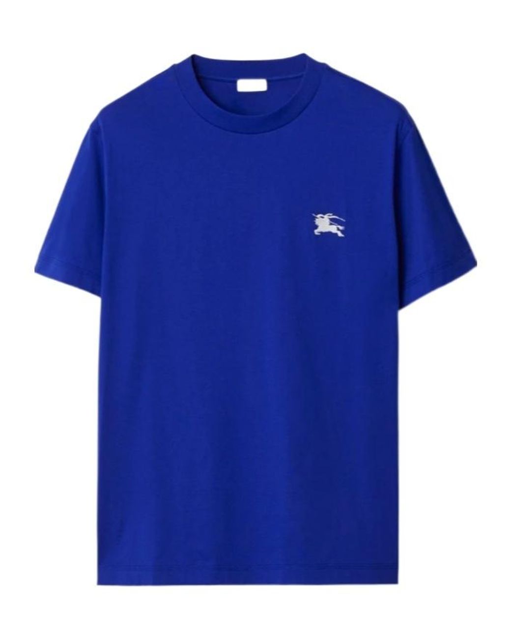 Burberry Blue Edk Embroidered Cotton T-Shirt for men