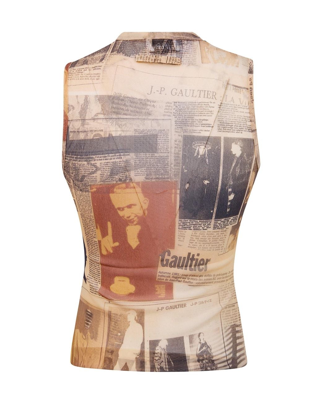 Jean Paul Gaultier Natural Printed Mesh Tank Top