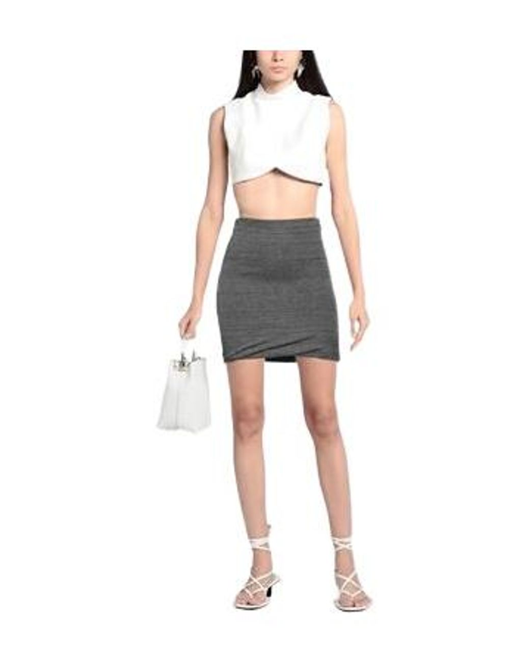 Isabel Marant Gray Vertically Striped Knit Bodycon Mini Skirt