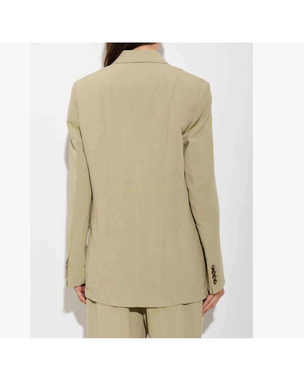 Victoria Beckham Natural Double Vent Single-Breasted Blazer