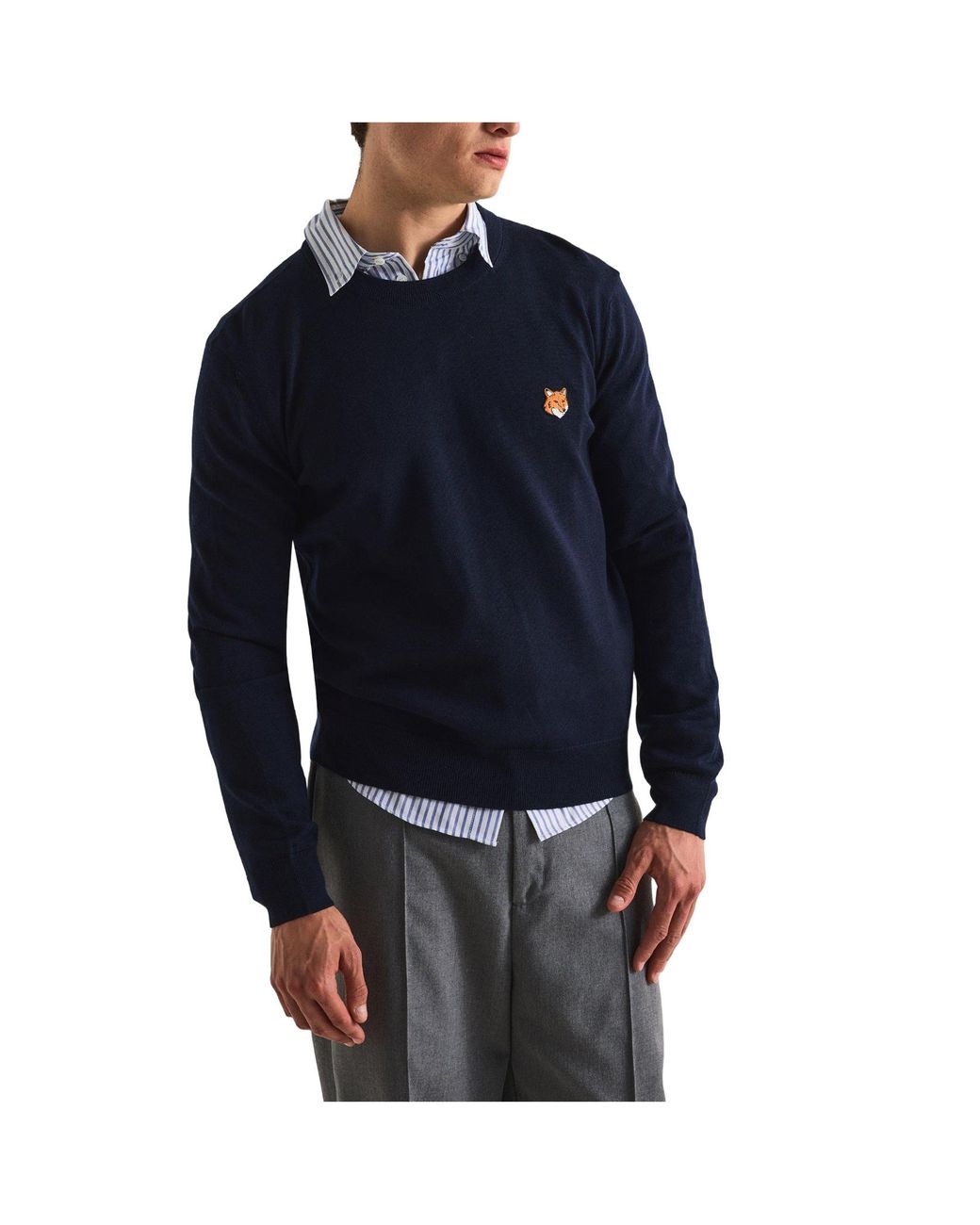 Maison Kitsuné Blue Comfortable Wool Sweater for men