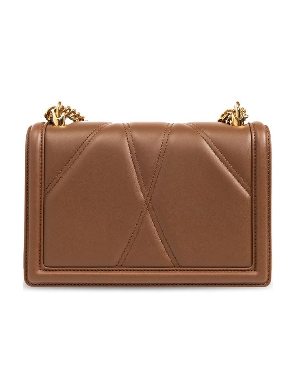 Dolce & Gabbana Brown Medium Devotion Leather Shoulder Bag