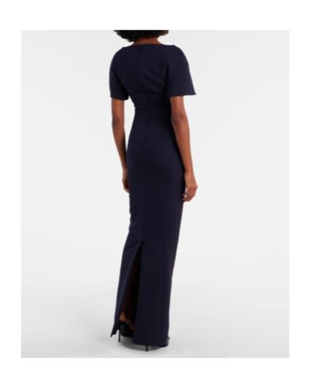 Safiyaa Blue Lacin Embellished Crepe Gown
