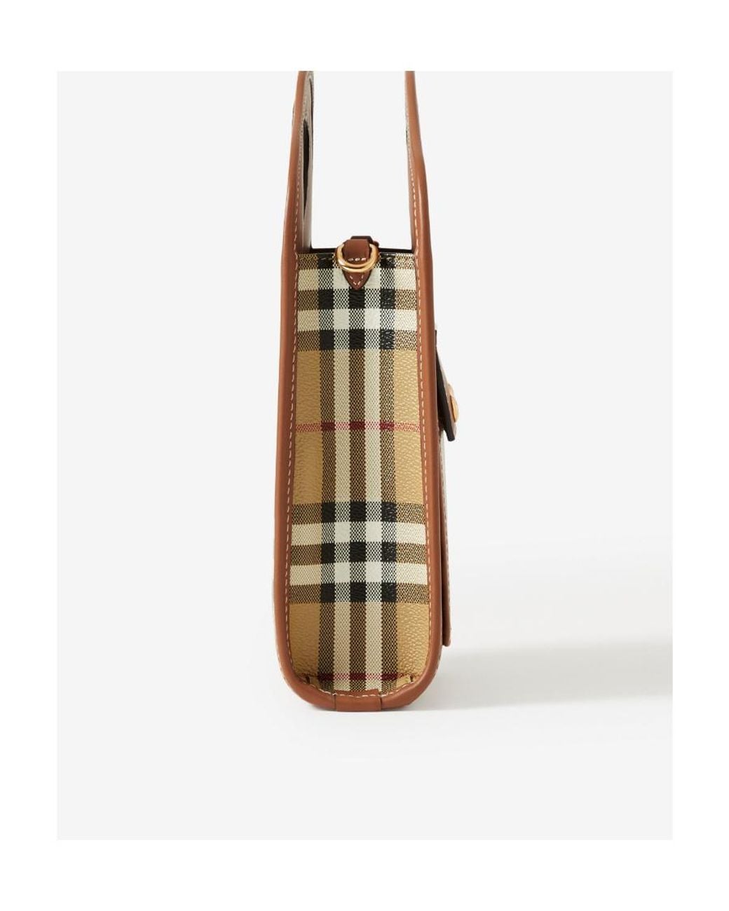 Burberry Brown Hollow-Handle Checkered Mini Tote Bag