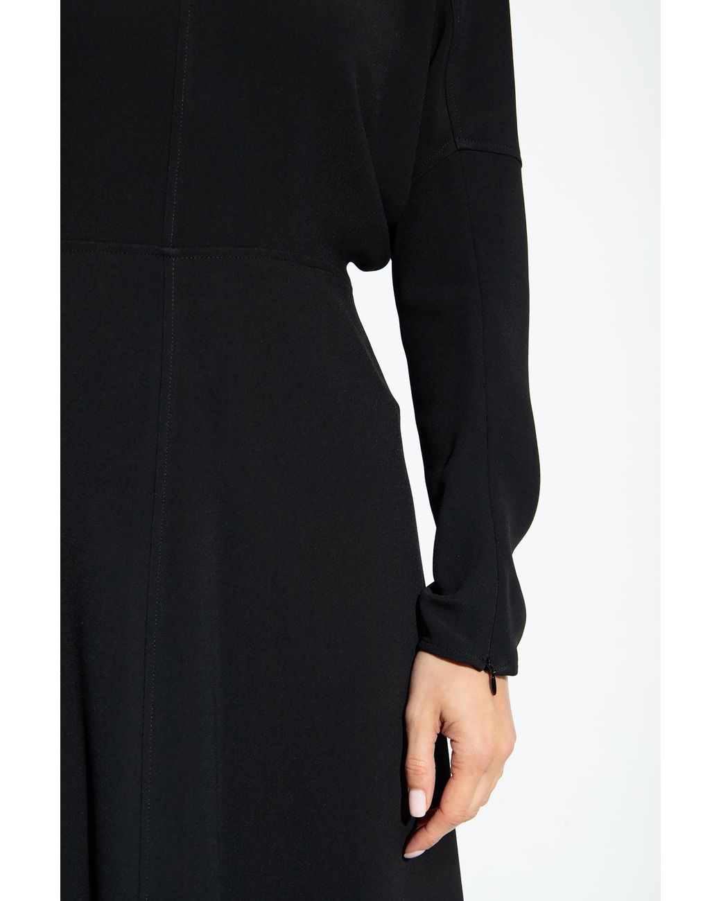 Victoria Beckham Black Dolman-Sleeves Cady-Texture Midi Dress