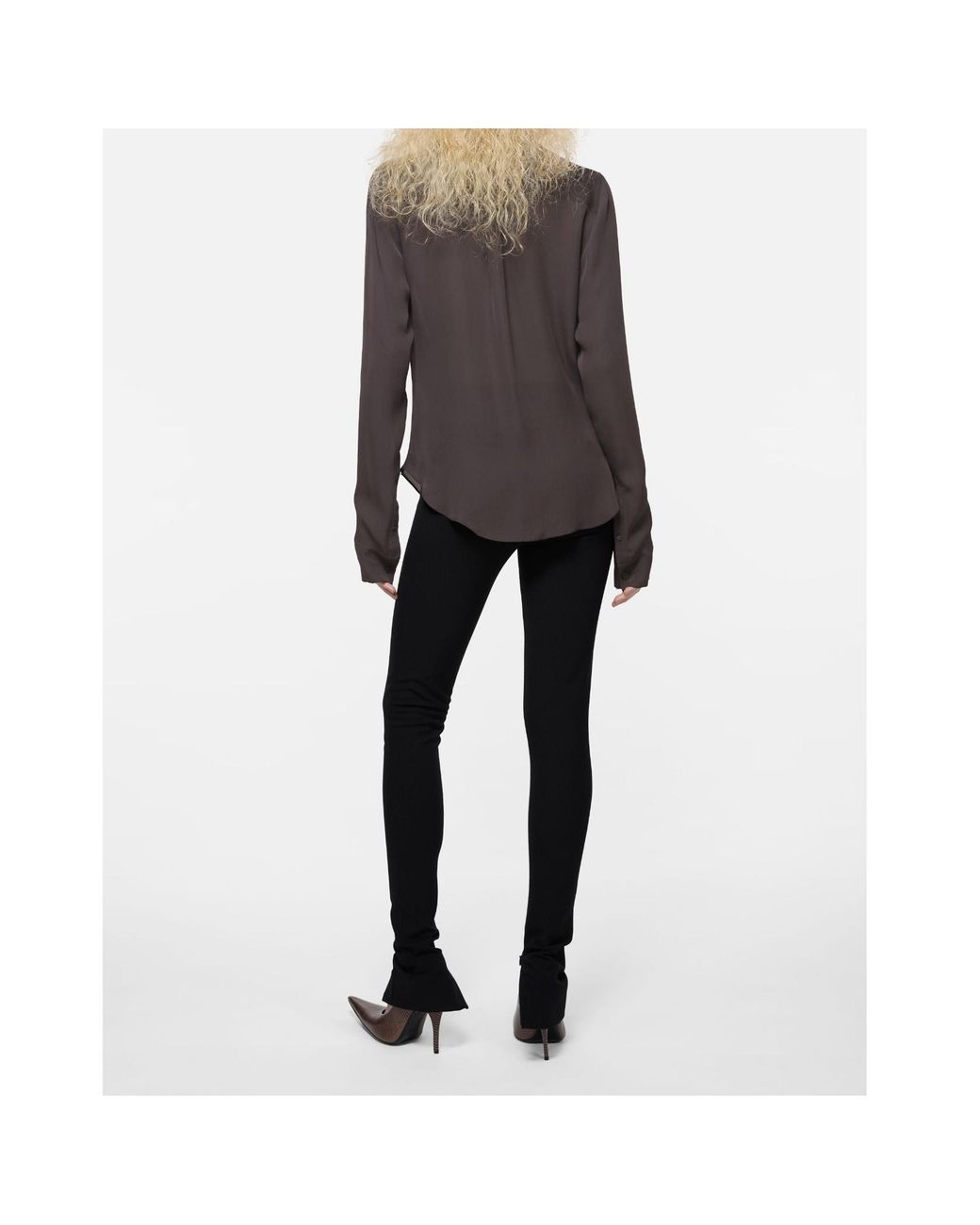 Acne Gray Cowl Neck Draped Blouse