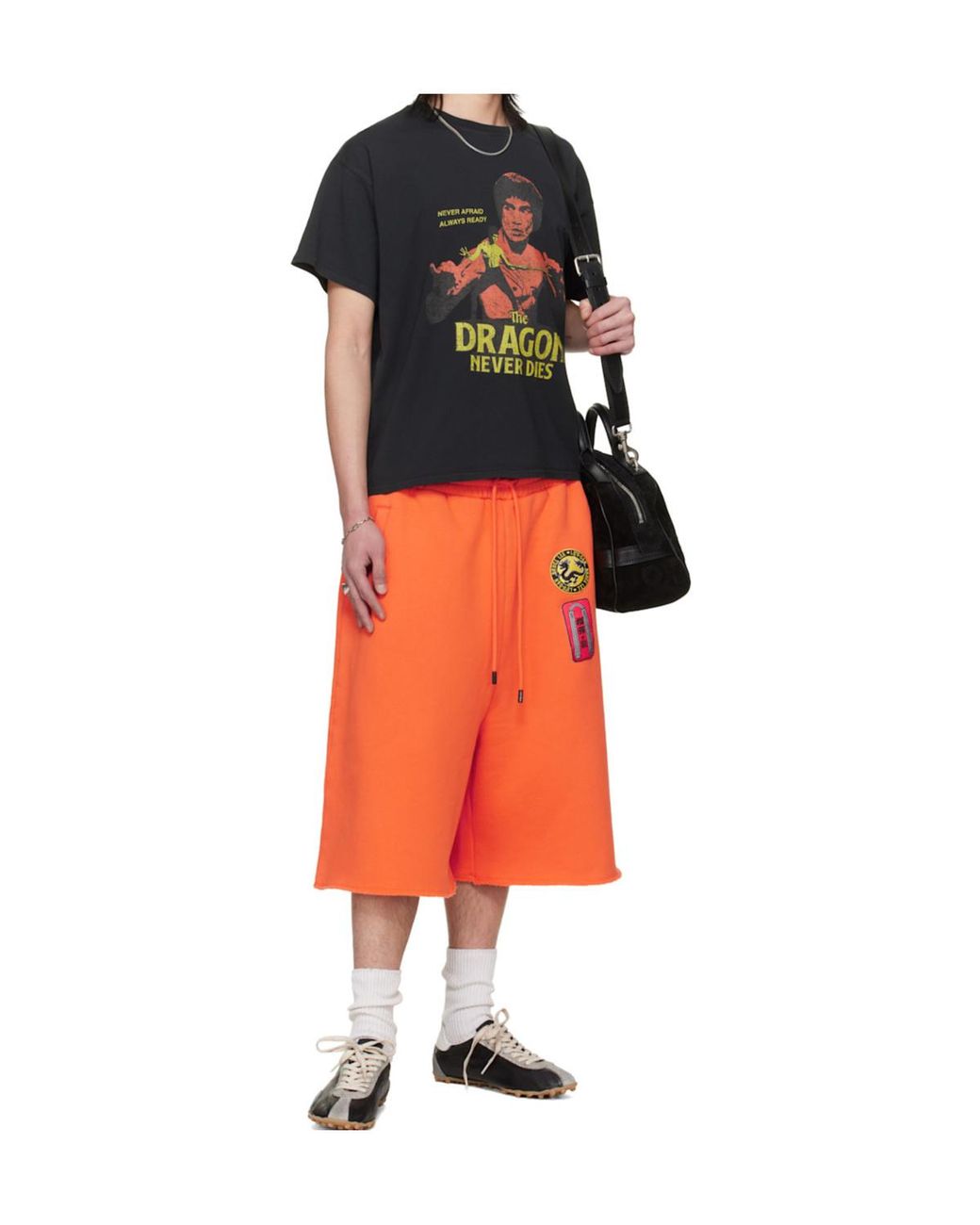 Lu'u Dan Orange Bruce Lee X Collaboration Zoku Elastic Waist Shorts for men