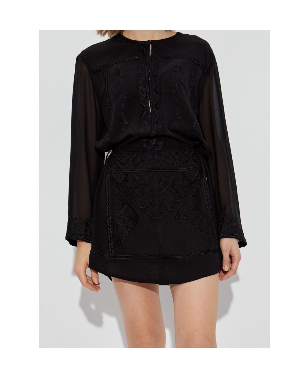 Isabel Marant Black Oaria Long-Sleeved Mini Dress